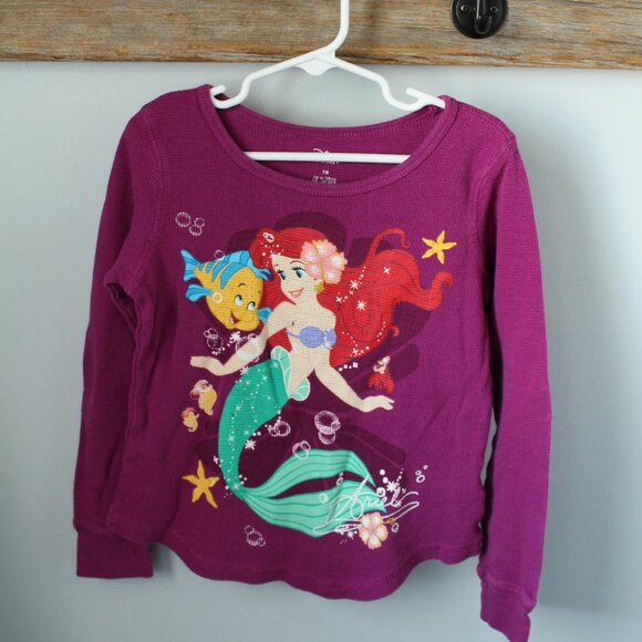 Ariel The Little Mermaid Size 7/8 L/S Top Purple - Picture 1 of 2